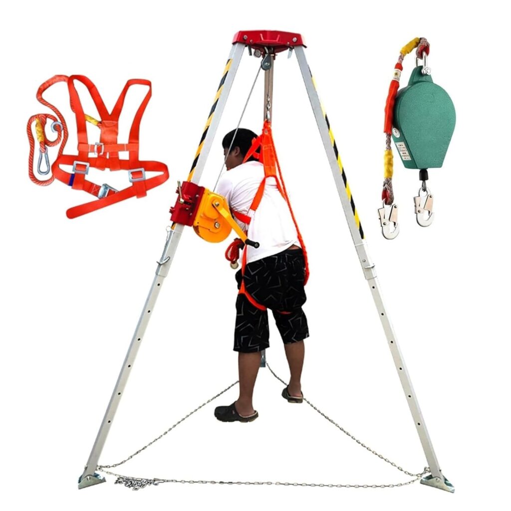 sistema de izado con trípode de rescate.