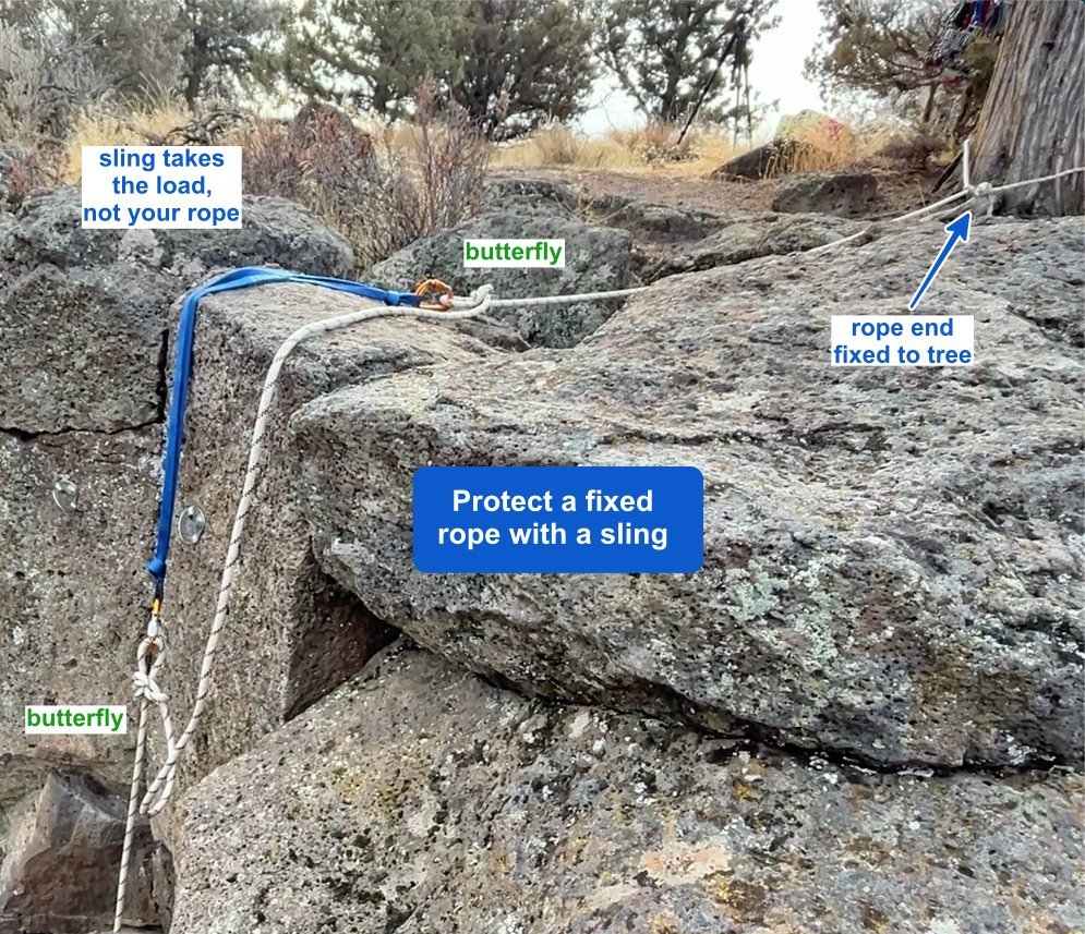 Mala práctica en izado con cuerda sin protección en arista